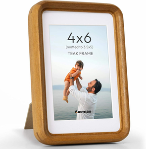 Creative Fashionable Wooden Photo Natural Teak Tempered Glass <b>Rounded</b> Corners Eco-Friendly for Desktop Wall-Mounted Display - Product Image 1