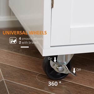 Chariot de rangement blanc à roulettes pour îlot de cuisine avec tiroir et porte-serviettes - Product Image 5