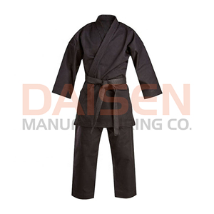 Kimono de karaté noir unisexe pour adulte, 100 % coton, durable, vêtement d'arts martiaux, coupe classique, style uni teint - Product Image 6