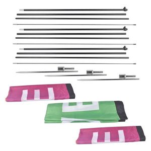Kit di 3 Pali per Bandiere Pubblicitarie con Bandiere a Piuma e 3 Picchetti da Terra per Pubblicità Commerciale - Product Image 1