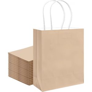 Sacchetti Regalo in Carta Giallo Mandorla 30 Pezzi, Misura Media con Manici 28x13x20 cm, Multiuso - Product Image 1