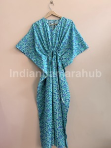 Wholesale Lot Of Cotton Hand Block Printed <b>Kaftan</b> <b>Dress</b> Women Maxi Gown - Product Image 2