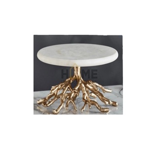 ฐานหินอ่อนยืนเค้กที่มีทองหรูหรายืนชุบด้วยหินอ่อนฐานรอบ - Product Image 1