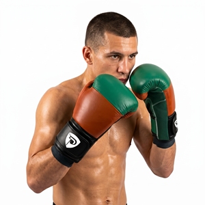 Guantes de Boxeo Dumela de Cuero Naranja y Verde de 16 oz, Equipo de Entrenamiento Profesional con Diseño de Logotipo - Product Image 3