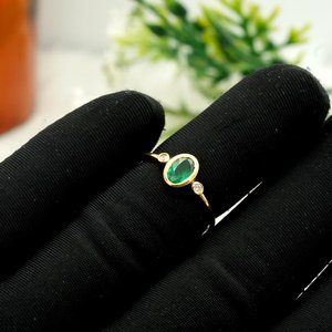 Natural Zambian <b>Emerald</b> <b>Ring</b> 925 Sterling <b>Silver</b> 14K Gold Plated May Birthstone Jewelry Gift For Women - Product Image 5