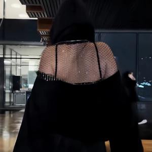 Sweat à capuche oversize à épaules tombantes, nouveau design personnalisé, broderie, 450GSM, automne-hiver, dos nu, épaule creuse, maille, streetwear pour femmes - Product Image 4