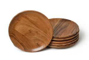 Planche de service ronde en bois d'acacia naturel, plateau de service alimentaire en bois, planche à charcuterie, plateau à fromage, assiette de dîner, cuisine - Product Image 1