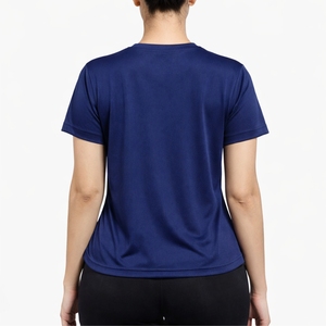 T-shirt uni bleu marine pour femme, manches courtes, doux, confortable, décontracté, basique, respirant, léger, pour tous les jours - Product Image 3