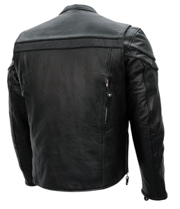 Blouson de motard ventilé en cuir véritable noir pour homme, personnalisé, avec double passepoil, style racer, OEM ODM, grandes tailles, vente en gros - Product Image 2