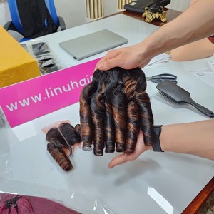 วิกผมคนแท้แบบชาวเวียดนามจากเวียดนาม100% ผมต่อแบบม้วนงอได้สีน้ำตาลเปียโนมีสองชั้น - Product Image 4