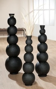 Juego de Jarrones de Metal Negro Hechos a Mano, Diseño Esférico Apilable Minimalista para Decoración de Inauguración de Casa - Product Image 2