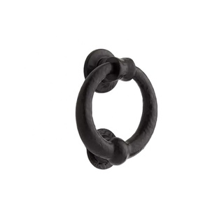<b>Antique</b> Cast Iron Door Knocker Ring Design Vintage Black Finish Durable And Elegant Hardware For Home Entrance Decor - Product Image 1