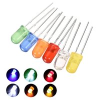 100 pièces/sac, diodes LED de 3 mm et 5 mm avec lentille diffuse blanche, rouge, bleue, verte, jaune pour la vente en gros de diodes électroluminescentes LED