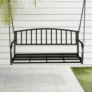 118*46*47cm Black Iron Art <b>Swing</b> <b>Frame</b> with Vertical Bar Backrest & Chain 200kg Patio <b>Swing</b> (<b>Swing</b> <b>Frames</b> Not Included) - Product Image 3