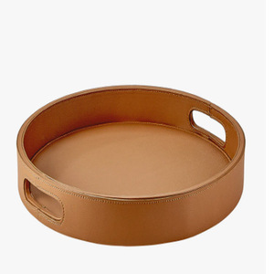 Plateaux ronds en cuir vert, plateaux en cuir de luxe pour la maison et le bureau - Product Image 3