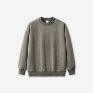 Sudadera de Cuello Redondo Extra Grande para Hombre, Color Sólido, Algodón, Felpa Francesa, Estilo Casual para Otoño - Product Image 5