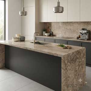 Dalle fine en granit rétro Crème 3mm-4mm ultra-mince, légère, imperméable, écologique, rustique et durable pour comptoir - Product Image 3