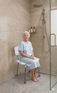 Aluminum Alloy Modern Shower Chair <b>Height</b> <b>Adjustable</b> Shower Seat Elderly Disabled Bath <b>Stool</b> non Skid feet DIY No Tools required - Product Image 2