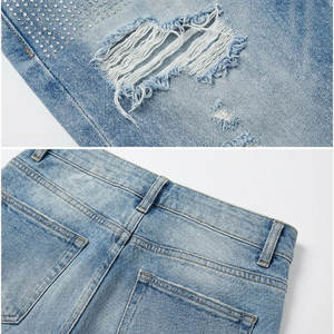 Shorts clásicos de mezclilla azul para hombre, corte relajado, algodón premium, casual de verano - Product Image 3