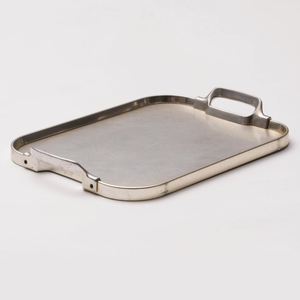 Plateau de service rectangulaire en métal poli avec poignées pour la vaisselle résidentielle, plateau de service alimentaire pour la table, mariage, fête - Product Image 2