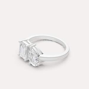 Anillo de Diamantes Cultivados en Laboratorio Toi Et Moi de Diseño Único, Anillo de Compromiso de Dos Piedras para Mujer, Regalo de Propuesta de Matrimonio, Joyería en Venta - Product Image 4