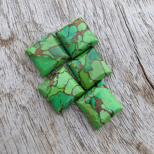 Turquoise Cuivre Vert Naturel, Cabochon Carré, Pierre Précieuse Calibrée à Dos Plat pour Bijoux, Toutes Tailles Disponibles - Product Image 4