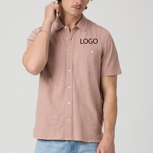 OEM Service Designing High Quality Stitching Men Solid Color Tee Shirt With Short Sleeves / Turn <b>Down</b> Collar Casual Outdoor Wear - Product Image 1