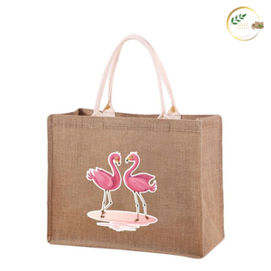 Sac en jute imprimé avec logo et poignées renforcées pour les courses lourdes - Product Image 2