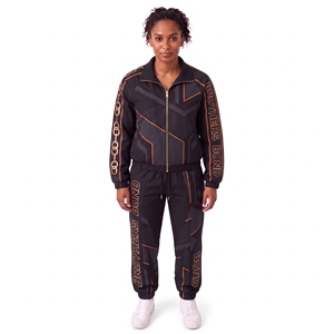 custom <b>womens</b> charcoal tracksuit set teal beige monogram panel zip track <b>jacket</b> elastic pants 2 piece sportswear casual - Product Image 3