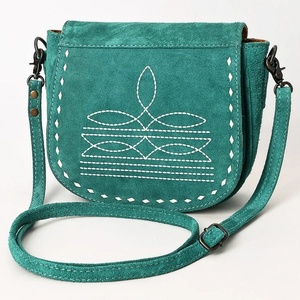 Sac à bandoulière en cuir suédé rustique sac de conception cousu de botte occidentale sac à bandoulière en cuir de haute qualité au prix de gros - Product Image 1