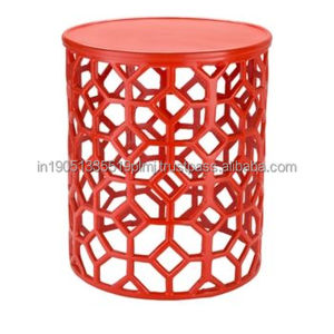 Tabouret de salon personnalisé ou Tables basses pour la maison et meubles de jardin pour la maison et la décoration Tabouret en aluminium peint en blanc - Product Image 3