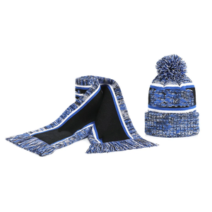 Ensemble bonnet et écharpe à franges longues en tricot géométrique jacquard Zeta Phi Beta, artisanal, bleu et blanc, vêtements d'hiver pour la fierté de la sororité - Product Image 5