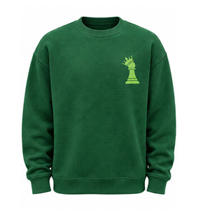 <b>Men</b> Waffle Knit Sweatshirt Long Sleeve Crewneck Pullover Casual Textured <b>Thermal</b> <b>Top</b> Custom OEM Streetwear Manufacturer Factory - Product Image 1