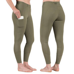 Leggings d'équitation personnalisés pour femmes, taille mi-haute, respirants, sans coutures, tricotés, 90% nylon 10% élasthanne, imprimé silicone, durables, qualité supérieure - Product Image 2