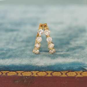 Round Asscher Cut Lab Grown Diamond Solitaire <b>Hoop</b> <b>Earring</b> 1 Ct 14K <b>Solid</b> Gold Latch Back Modern Everyday Luxury Jewelry Huggies - Product Image 3