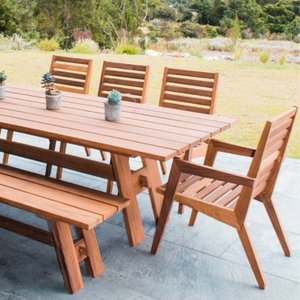 Ensemble de meubles de jardin pour repas en plein air, en bois ou en aluminium, avec coussins en tissu personnalisés, provenant du Vietnam. - Product Image 5