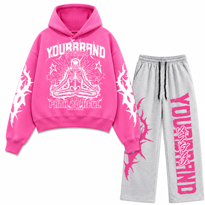 Conjunto de Chándal Gráfico Extra Grande Personalizado de Algodón Pesado de Dos Piezas Estilo Urbano OEM ODM Fábrica de Marca Privada - Product Image 4