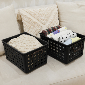 Organizador de Cajones Extraíble de Plástico Negro de 5 Piezas, Marca SongSong, Hecho en Corea, Cesta de Almacenamiento Apilable Multiusos para el Hogar - Product Image 1
