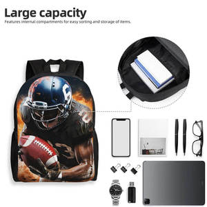 Mochila Táctica de Mezclilla con Estampado de Camuflaje para Jugadores de Fútbol Americano, Unisex, Transpirable e Impermeable, con Bolsillo Lateral con Cremallera - Product Image 4