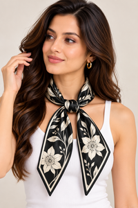 Pañuelo de seda con estampado floral para mujer, bandana triangular para el cuello, chal de moda para uso diario - Product Image 5