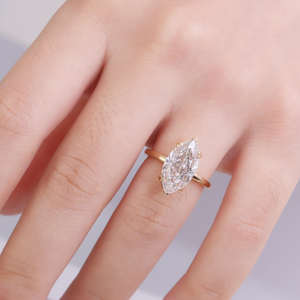 Bague de fiançailles solitaire en or pur 14K 18K avec diamant de laboratoire de taille marquise de 1,25 carat, couleur DEF personnalisée, clarté VVS certifiée CVD - Product Image 5