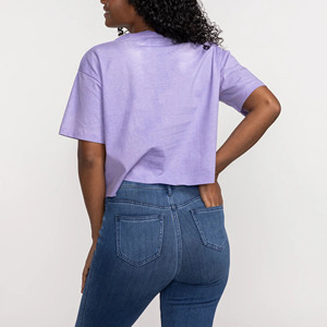 Camiseta Corta con Estampado Gráfico para Mujer, Top Corto Informal de Algodón Oversize - Product Image 2