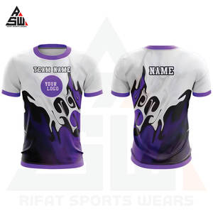 Camiseta de Fútbol Personalizada Extra Grande, 100% Poliéster, Impresión Digital, Manga Corta, Logotipo Personalizado Impreso, Color Blanco y Morado - Product Image 2