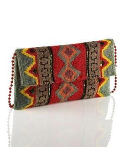 Handmade Seed Bead Clutch Bag Tribal Geometric Pattern Crossbody Purse Women Evening Handbag Red Bead Chain <b>Wallet</b> Party - Product Image 1