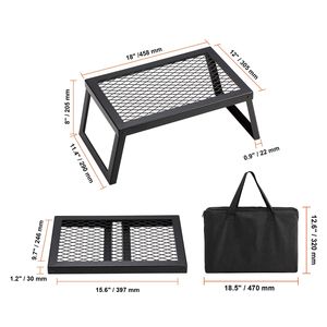 Grille de cuisson pliable robuste de 18 pouces en acier pour foyer de camping, équipement de cuisson portable pour le camping - Product Image 3