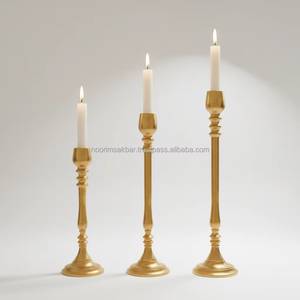 Ensemble de 3 chandeliers en métal doré, style vintage, en laiton, pour centre de table, décoration de mariage, vente en gros B2B - Product Image 1