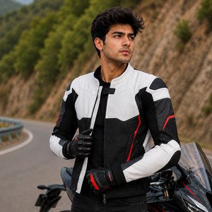 Custom OEM Anwar Enterprises Al_5023 Mens Winter Motorcycle <b>Racing</b> <b>Jacket</b> Black White Red Premium Protective Riding Gear - Product Image 1