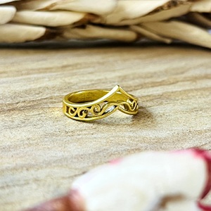 Trendy Design Chevron V Shape <b>Ring</b> Boho Brass <b>Rings</b> For Women 18k Gold Plated Filigree <b>Wave</b> Band <b>Ring</b> For Wholesale/OEM/ODM - Product Image 3