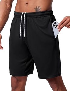 Shorts Bermuda noirs à séchage rapide pour hommes, avec cordon de serrage à la taille et poches latérales, vêtements de sport décontractés - Product Image 1
