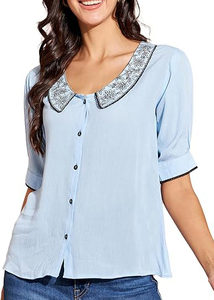 Camisas Vaqueras para Mujer, Diseño Único, Superventas, Primavera/Verano, Ecológicas, con Botones, Estilo Vintage, para Oficina, Trabajo y Aire Libre - Product Image 3